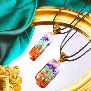 Two piece spiritual necklace w/ crystal pendants